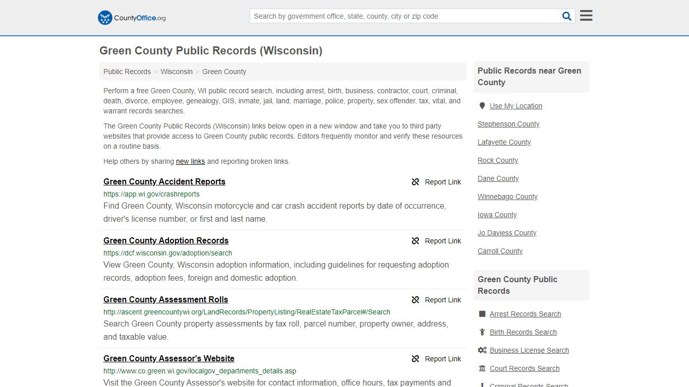 Public Records - Green County, WI (Business, Criminal, GIS ...